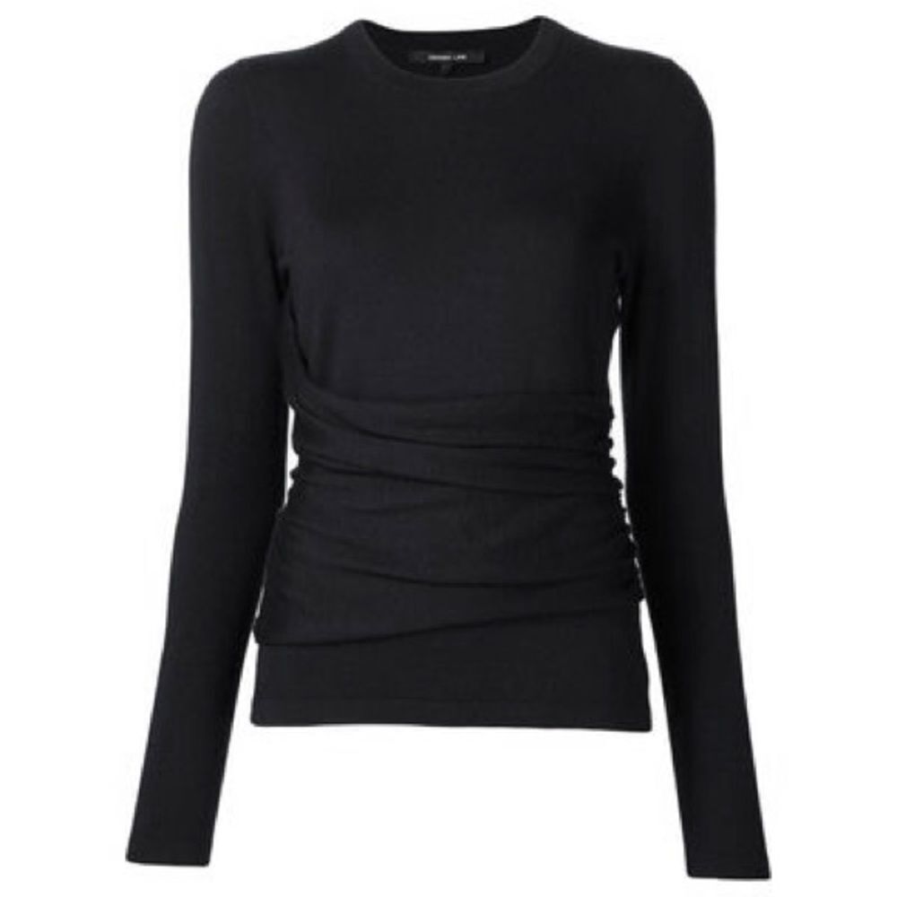Derek Lam Black Sasha Cashmere and Silk Ruched Front Sweater Size M
